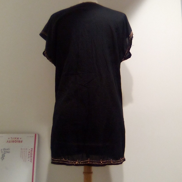 Black Bronze Beaded Raviya Short Sleeve Tunic - Picture 8 of 15